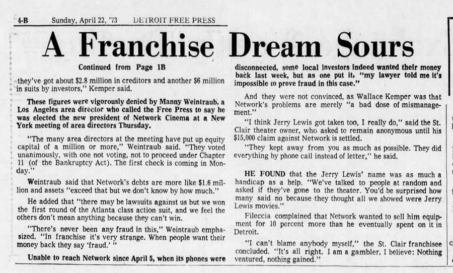 Pandora 1&2 - Detroit Free Press Apr 22 1973 B